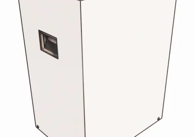 Visual en 3D de la lona protectora para altavoces de megafonía