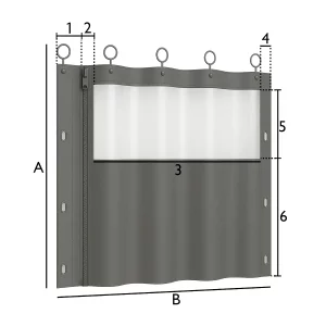 Cortinas de lona con anillas, ventana y cremallera