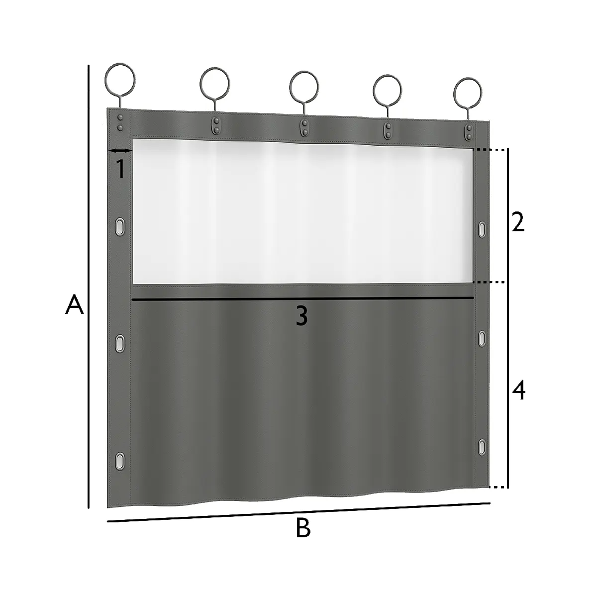 Cortinas de lona con anillas y ventana