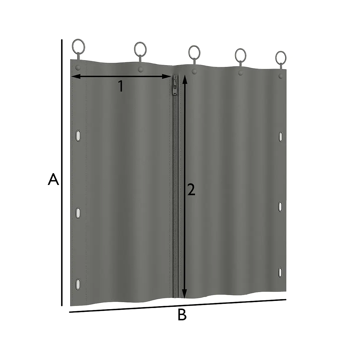 Cortinas de lona de PVC con anillas y cremallera