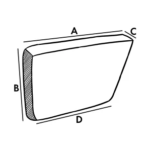 Funda a medida para cojín de respaldo exterior – Forma angular con corte en bisagra a la derecha
