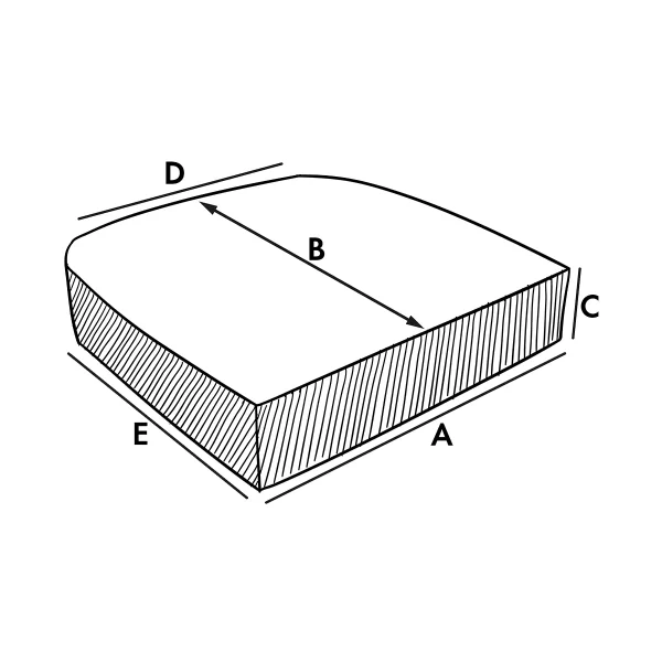 Cojín exterior – semicircular redondeado recto (asiento)