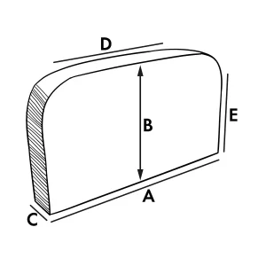 Funda a medida para cojín de respaldo exterior – Forma semicircular con el extremo derecho redondeado