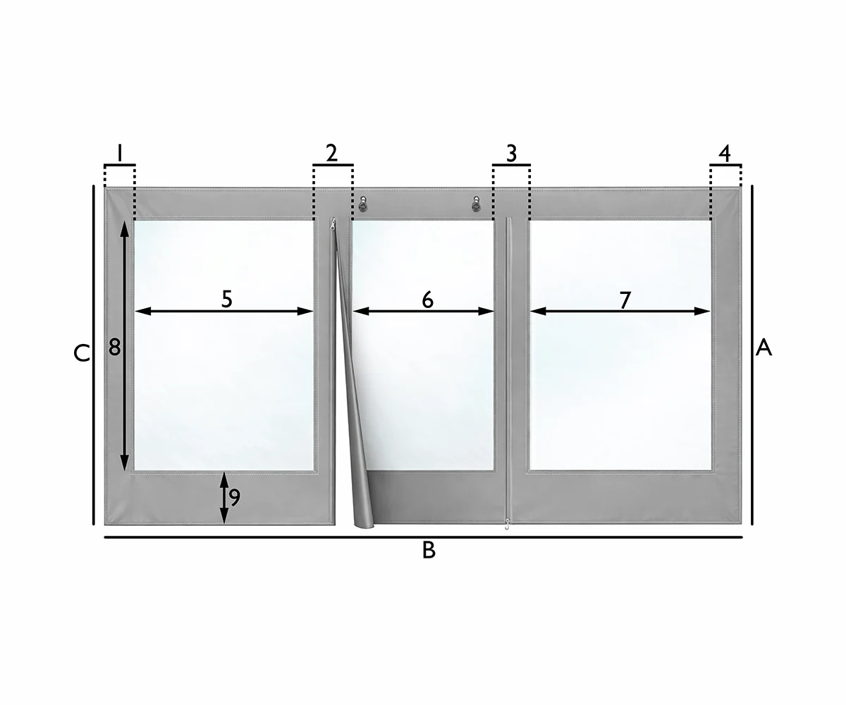 Lona de terraza y porche - 2 ventanas y 1 puerta con ventana