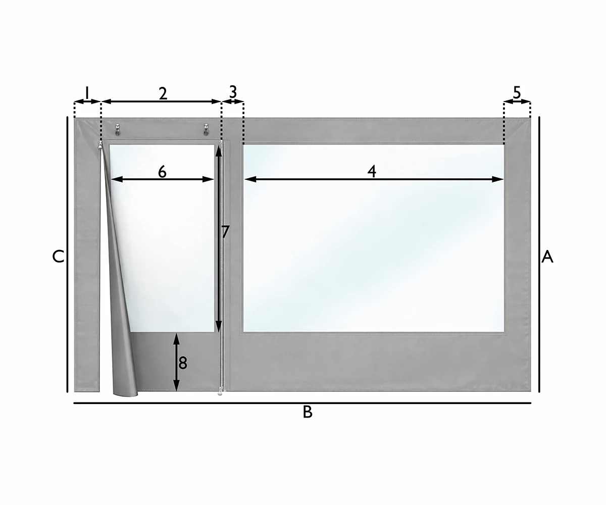 Lona de terraza con 1 puerta con ventana y 1 ventana